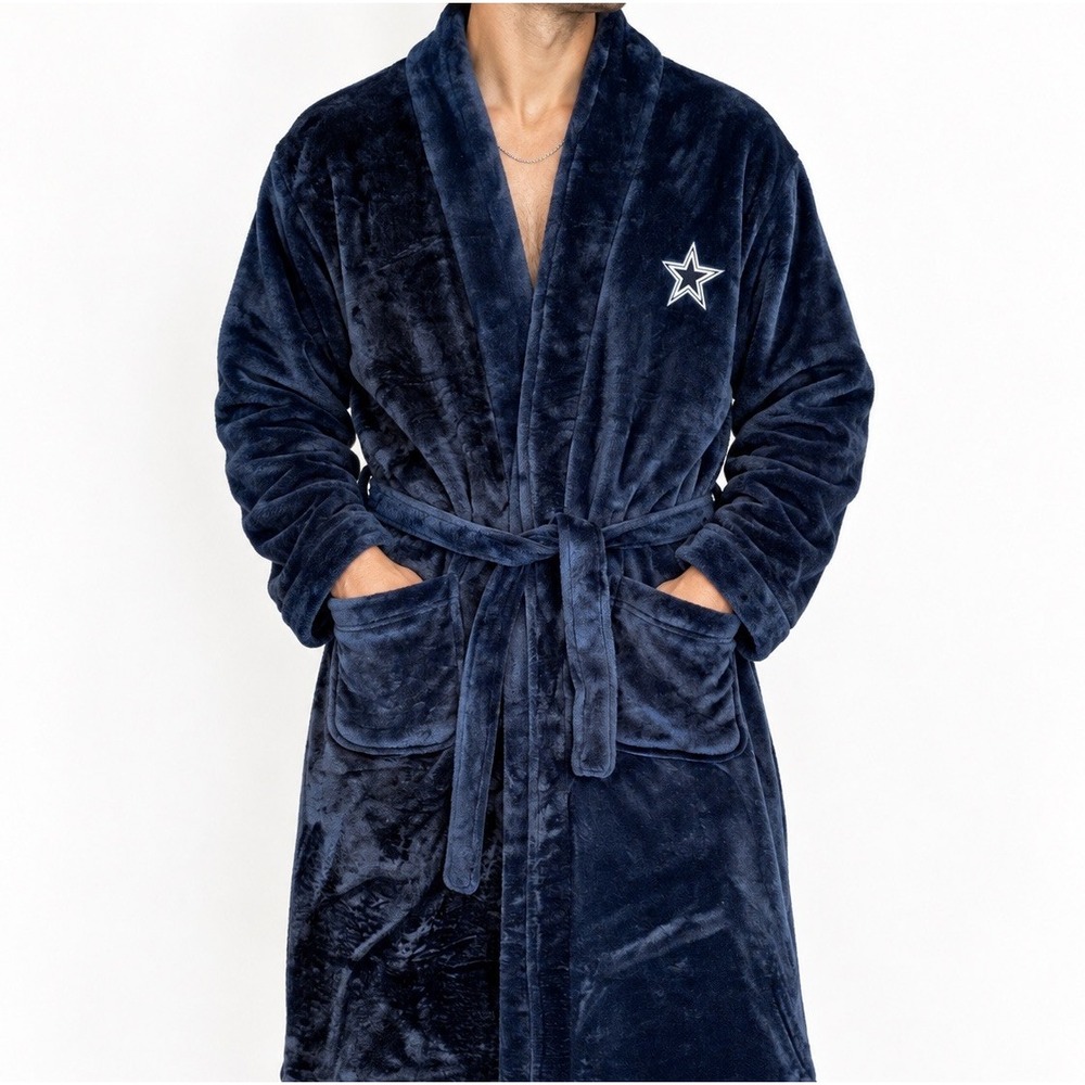 Dallas Cowboys NFL Northwest Silk Touch Robe Mens L/XL Plush Fleece Navy Blue